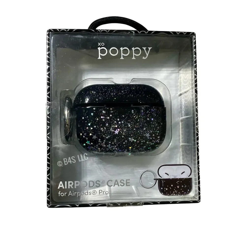 XO Poppy AirPods Pro Case Celestial Glitter Protective Cover Black